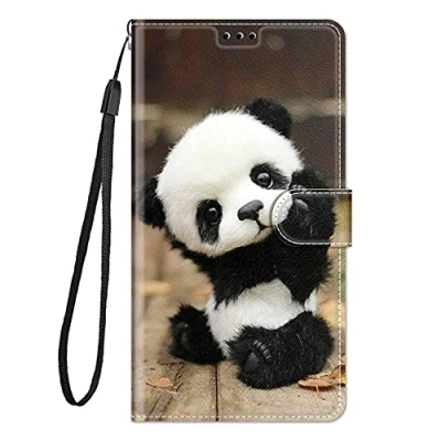 Abbildung von Everainy Kompatibel für Honor Magic 6 Lite 5G/Magic6 Lite/X9b Hülle Silikon Leder Flip Case Cover Tasche Kartenfach Kickstand Motiv Klappbar Magnetisch Hüllen Stoßfest Handyhülle (Panda)