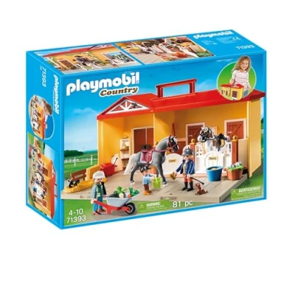 Abbildung von Playmobil® Mein Pferdestall zum Mitnehmen Spielbausteine, (Set, 1 St., Playmobil Spielset), 1x Pferde, Anleitung, Zubehörteile