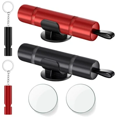 Abbildung von Zikenis 2 Stück Auto Sicherheitshammer,Multifunktional Gurtschneider Notfallhammer,2 In 1 Notfallhammer,Glasbrecher Essentials,Notfallhammer fürs Auto,Bus(Schwarz+Rot)