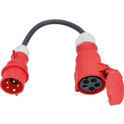 Abbildung von as Schwabe Adapterleitung CEE Stecker 400V/16A/5 polig zu Kupplung 400V/32A/5 0,3 m H07RN F 5G2,5 schwere Gummischlauchleitung IP44 spritzwassergeschützt, 61376