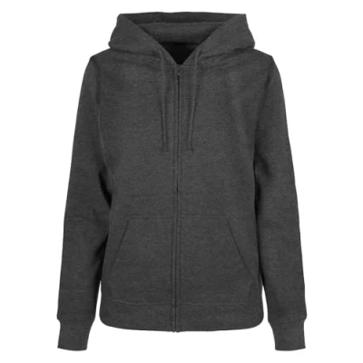 Abbildung von Build Your Brand Damen Ladies Basic Zip Hoody Kapuzenpullover, Charcoal, 3XL