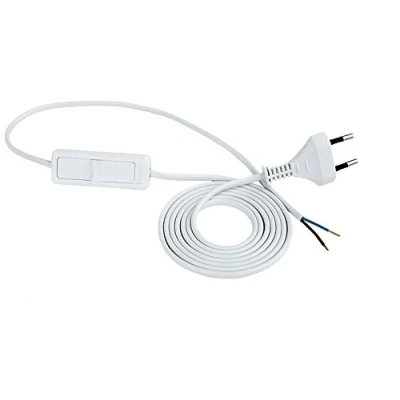 Abbildung von Anschlussleitung Zuleitung Euro Stecker Netzkabel Stromkabel 2 polig mit Schalter (3.0 Meter, Weiss)