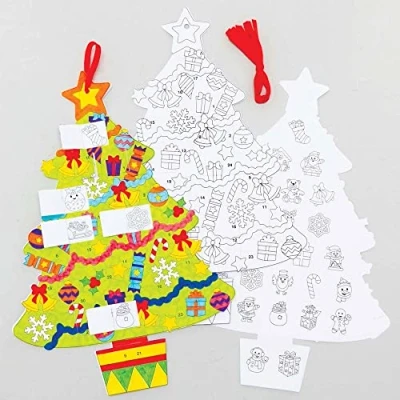 Abbildung von Baker Ross FC184 Adventskalender zum Ausmalen 5er Pack, Kinder Kunstset, Gestalte deinen eigenen