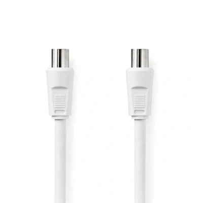 Abbildung von NEDIS Koaxial Kabel IEC (Coax) Stecker Buchse Vernickelt 75 Ohm Doppelt geschirmt 1.50 m rund PVC Weiss Plastikbeutel