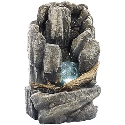 Abbildung von infactory Zimmerbrunnen Wasserfall: Beleuchteter Alpenfels mit LED und Pumpe (Zimmer Wasserfall, Wasserfall für Zuhause, beleuchtet)