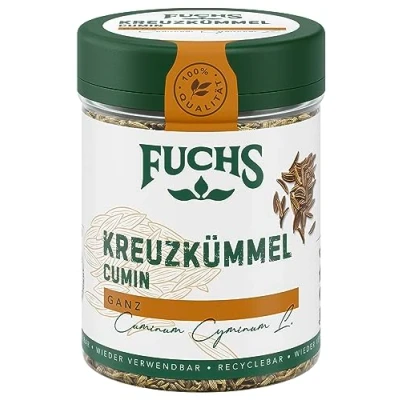 Abbildung von Fuchs Gewürze Kreuzümmel ganz orientalisch nussige Note für Falafel und Linsengerichte natürliche Zutaten 60 g in wiederverwendbarer, recyclebarer Dose
