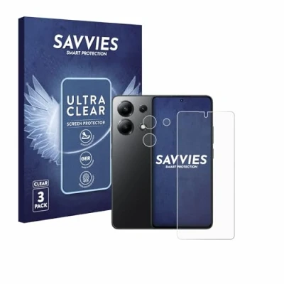 Abbildung von Savvies 6 Stück Schutzfolie für Xiaomi Redmi Note 13 5G (Display+Kamera) Displayschutz Folie Ultra Transparent