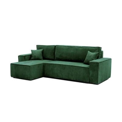 Abbildung von GREKPOL 244x145 Sofa mit Schlaffunktion (200x125) Cord 3 Sitzer Dunkelgrun Ecksofa und Bettkasten Schlafsofa Couch
