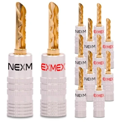 Abbildung von 12x Hohl Bananenstecker von NEXMEX High End Bananas 24K vergoldet Kabel bis 6mm²
