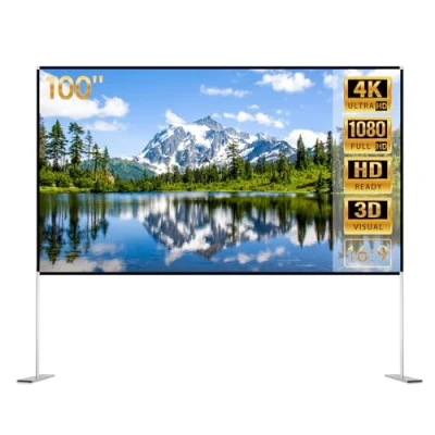 Abbildung von Todeco Projektion Leinwand mit Stand 100 Zoll, 16: 9 Outdoor Indoor Projector Screen Schnelles Falten Tragbare Beamer HD 4K, Tragetasche für den Hinterhof Filmabend