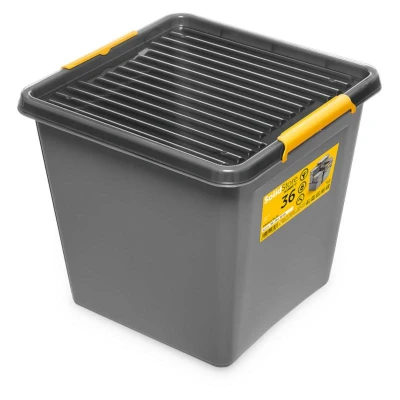 Abbildung von ORPLAST SolidStore 36 Box mit Deckel / Clips Liter 39 x 35 cm grau