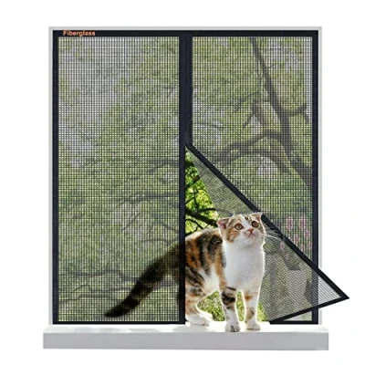 Abbildung von Risareyi Fiberglas Fliegengitter Fenster Magnet 95x135cm, Insektenschutz Moskitonetz Automatische Schließung, Fliegennetz Magnetisch Balkontür Ohne Bohren, Schwarz