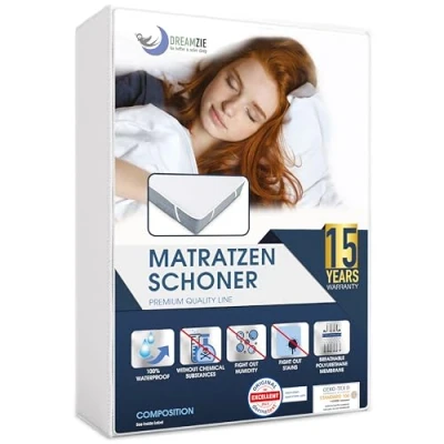 Abbildung von Dreamzie Matratzenschoner 120x190 cm Wasserdicht Made in EU und Oeko TEX Zertifiziert Atmungsaktive Matratzenauflage