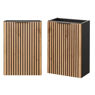Abbildung von Lomadox Waschbeckenschrank XANTEN 56 anthrazit, Wotan Eiche Nb., Tür, Softclose, B/H/T: 40/57/22 cm