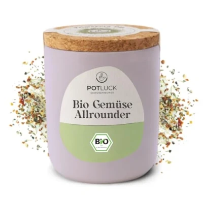 Abbildung von POTLUCK Bio Gemüse Allrounder Gewürzsalz für vielseitige Gemüsegerichte 100g im Keramiktopf