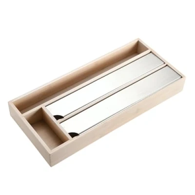 Abbildung von KESPER Folienspender &quot;Schubladen mit praktischen Abreißkanten aus Edelstahl&quot;, (1 St.), FSC zertifiziertem Bambus, 4 Fächern, Maße ca.: 42x19x5,4 cm
