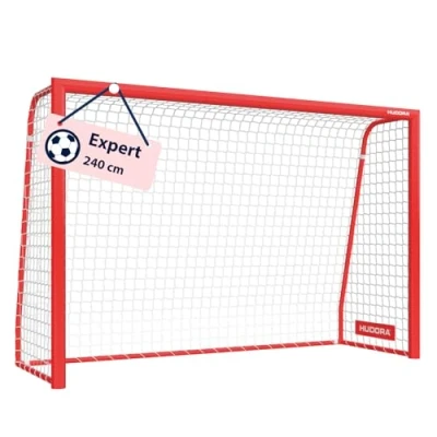 Abbildung von HUDORA Fußballtor Expert großes für Kinder &amp; Erwachsene wetterfestes standfestes mit engmaschigem Netz Hochwertige Outdoor Torwand Freizeit Training, Rot, 240 x 160 cm