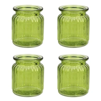 Abbildung von Creativery Windlicht Glas 8x9cm Set 4 Stück Windlichtglas Teelichthalter Teelichtgläser kleine Vasen grün