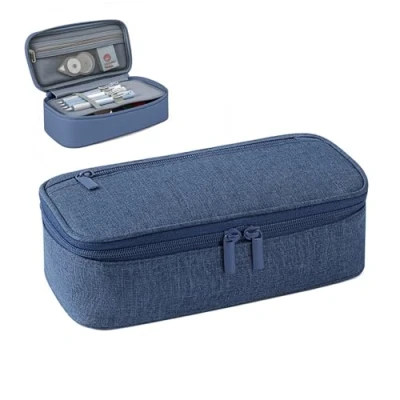 Abbildung von Gicctyble Federmäppchen Mäppchen 5 Fach, Große Federtasche, Einfaches Design Strapazierfähige Federmappe für Mädchen und Jungen, Pencil Case Teenager Erwachsene (Blau)