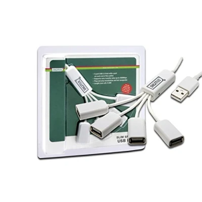 Abbildung von DIGITUS USB Hub 4 Ports High Speed 2.0 480 MBit/s Spider Stromversorgung per / Netzteil Weiß