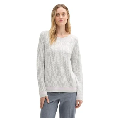 Abbildung von TOM Tailor MIT Lenzing Ecovero Strickpullover, Damen, Größe: XL, Grey knit heringbone