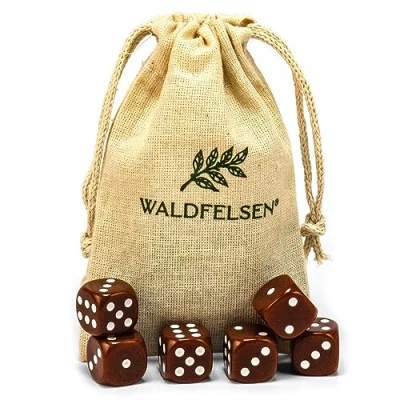 Abbildung von Waldfelsen 6, 12, 20, 30 oder 50 hochqualitative Würfel Standardgröße 16 mm Acrylwürfel Knobel Spielwürfel Dice 6 seitig sechsseitig Spielzubehör Set mit Stoffbeutel (Braun, Stück)