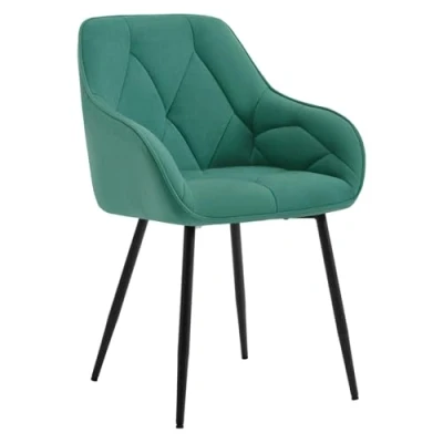 Abbildung von WOLTU Esszimmerstuhl, Küchenstuhl, Stuhl Esszimmer Wohnzimmer, ergonomischer Sessel, Armlehnstuhl, Polsterstuhl, Sitzfläche aus Samt, Metallbeine, Türkis, EZS02ts 1