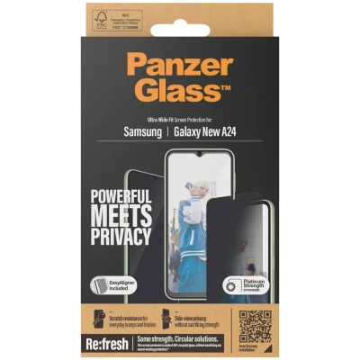 Abbildung von Samsung Galaxy A25 Panzerglas PanzerGlass Privacy Ultra Wide Fit Anti Bacterial Screenprotector incl. applicator Antibakterieller