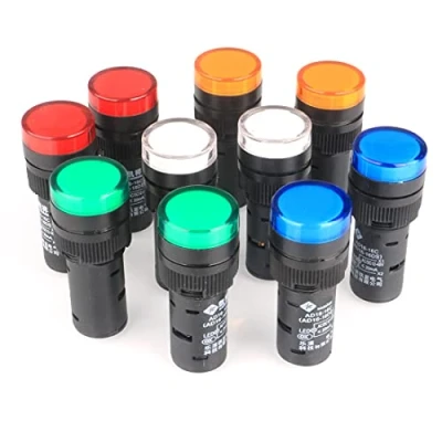 Abbildung von GUUZI 12V/24V 20mA Energiesparende LED Kontrollleuchte Lochgröße 16mm Grün/Gelb/Rot/Blau/Weiß (10 Stück)