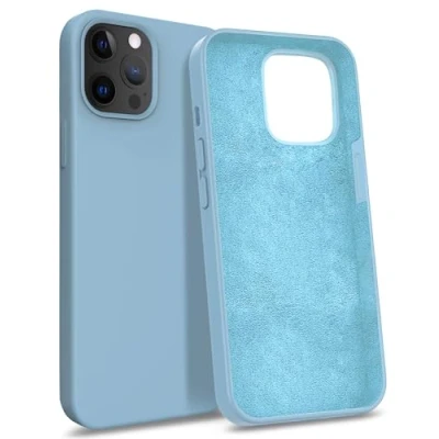 Abbildung von MyGadget Hülle kompatibel mit iPhone 12 Pro Gummierte Handyhülle [ 3 Layer Struktur ] Schutzhülle Soft Inlay &amp; Hardcase Cover außen Baby Blue