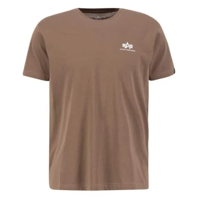 Abbildung von Alpha Industries Small LOGO Tshirt print, Herren, Größe: Small, Taupe