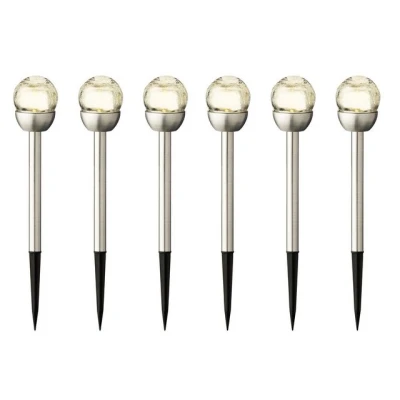 Abbildung von Lumineo LED Solarleuchte, Solarleuchte Gartenstecker 24cm Edelstahl Warmweiß 6er Set