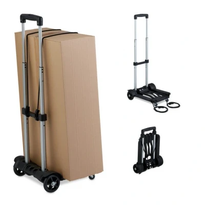 Abbildung von relaxdays Transportkarren Klappbarer Transportwagen, Schwarz