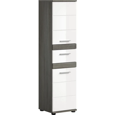 Abbildung von welltime Hochschrank &quot;Lucca, Höhe 137 cm, 2 Türen, 1 Schubkasten, Einlegeböden&quot;, Badschrank, Bad Möbel, Badezimmer
