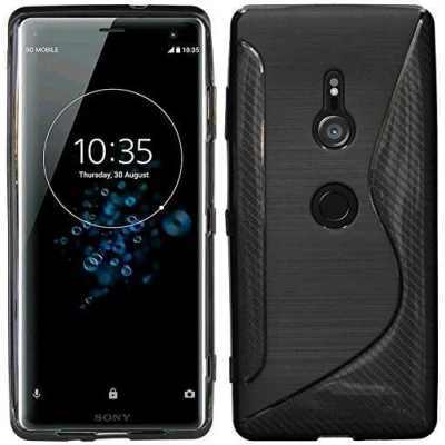 Abbildung von cofi1453 S Line TPU SchutzHülle Silikon Hülle kompatibel mit Sony Xperia XZ3 Silikonschale Case Cover Zubehör Bumper in Schwarz
