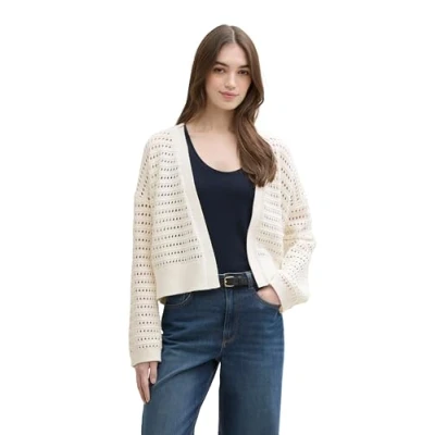 Abbildung von TOM Tailor Denim OPEN Structure Cardigan Strickjacke, Damen, Größe: Medium, Off white