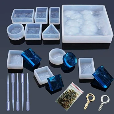 Abbildung von Woohome 11 Stück Schmuck Silikonform Wassermuster Anhänger Basteln Gießform Resin Form und Werkzeug Erstellen für Handwerk DIY