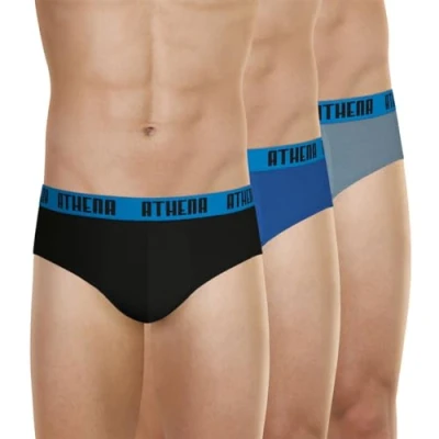 Abbildung von Athena Herren Basic Color Unterwäsche, Noir/BLEU/GRIS, XXL (3er Pack)