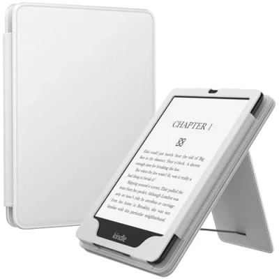 Abbildung von MoKo Hülle Kompatibel mit 7&quot;/6.8&quot; Kindle Paperwhite 12th/11th Generation 2024/2021, Slim PU Tablet Schutzhülle Auto Schlaf/Aufwach Handschlaufe für Signature Edition, Weiß