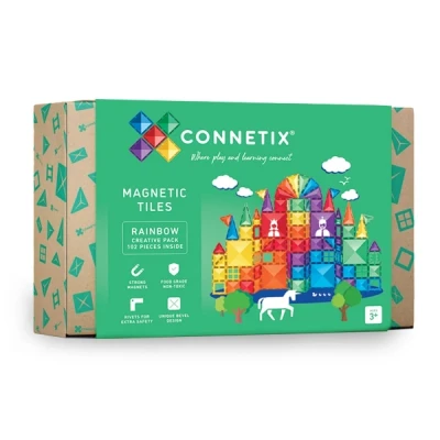 Abbildung von Connetix Magnetspielbausteine Rainbow Creative Pack verstärkte Magnete pädagogisches Lernspiel, (Open Play, 102), ab 3 Jahren