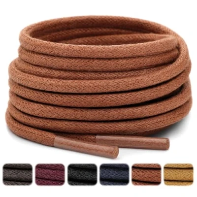 Abbildung von Stepace 2 Paar Runde Gewachst Schnürsenkel Reißfest Oxford Ersatz Schuhbänder für Business Schuhe Anzugschuhe, ca. Ø 2,5 3 mm, Braun 135 cm