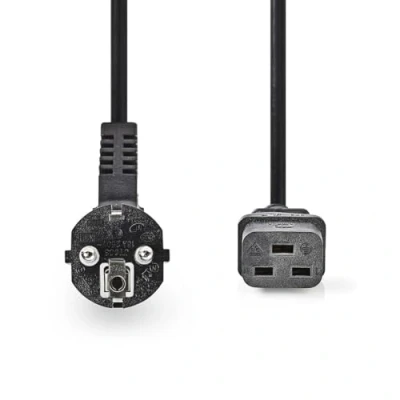 Abbildung von Nedis Stromkabel Schutzkontaktstecker IEC 320 C19 Abgewinkelt Gerade Vernickelt 2.00 m Rund PVC Schwarz Label