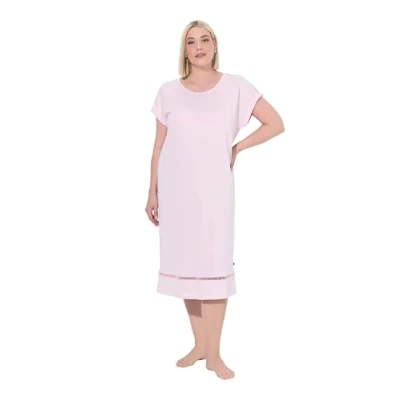 Abbildung von Ulla Popken Openwork Detail CAP Sleeve Nachthemd, Damen, Größe: 46/48, Baby pink