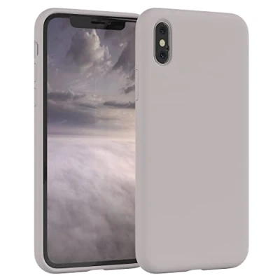 Abbildung von EAZY CASE Premium Silikon Handyhülle kompatibel mit iPhone X/XS, Slimcover Kameraschutz und Innenfutter, Silikonhülle, Schutzhülle, Bumper, Handy Case, Hülle, Softcase, Rosa Braun