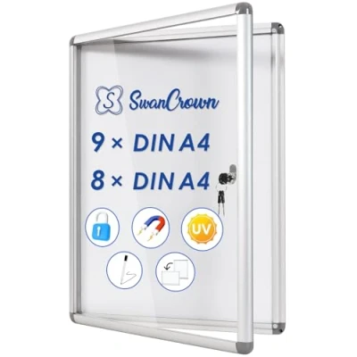 Abbildung von Swansea Schaukasten Abschliessbar 9XA4, Aushang Aushangkasten inkl. 36 Magnete, Infokasten Plakatschaukasten Magnetisch Innen, mit Stabiler Alu Rahmen, Acrylglas 98x72cm