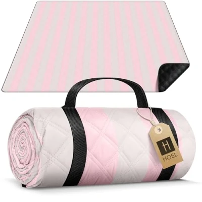 Abbildung von HOEL Picknickdecke 200x200 cm wasserabweisend + isoliert Strandmatte gepolstert XXL Picknickdecken Outdoor Stranddecke für Picknick Camping Strand Picnic Blanket