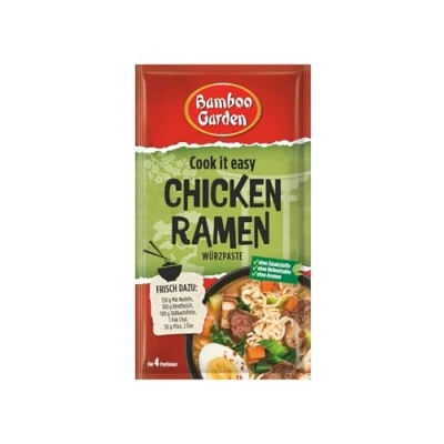 Abbildung von Bamboo Garden Chicken Ramen Würzpaste Zum Zubereiten von Ramensuppe Für 4 Portionen Vegan, natürliche Zutaten 45 g im Beutel