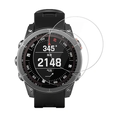 Abbildung von kwmobile 2X Echtglas Displayschutzfolie kompatibel mit Garmin Fenix 7 Schutzglas Displayschutz für Smartwatch aus Glas Schutz Fitness Tracker