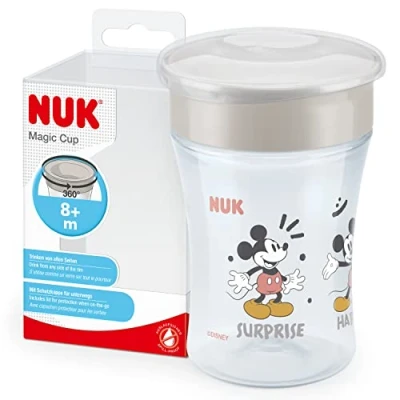 Abbildung von NUK Magic Cup Trinklernbecher, 8+ Monate, 230 ml, auslaufsicherer 360 Trinkrand, BPA frei, Disney Mickey Maus, grau
