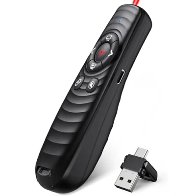 Abbildung von Elegamefy 2 in 1 USB C Presenter, Wiederaufladbarer Wireless Presenter mit Laserpointer für Mac Windows Linux Powerpoint Präsentation Fernbedienung
